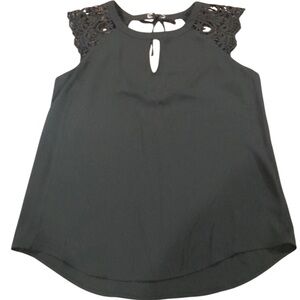 Express Women's Black Sleeveless Top Lace Shoulder Crochet Goth Fairy S EUC NWT